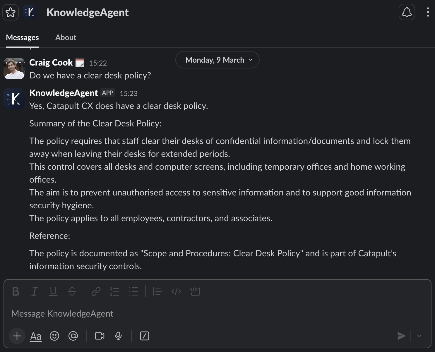 AnswerVault in Slack